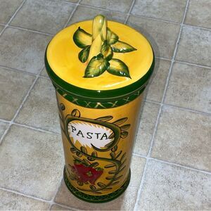 Jay Import Yellow and Green Pasta Canister Ceramic